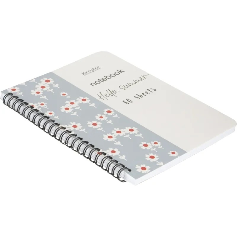 Тетрадь общая Kroyter А5,80л,клетка,спираль Flowers,65284