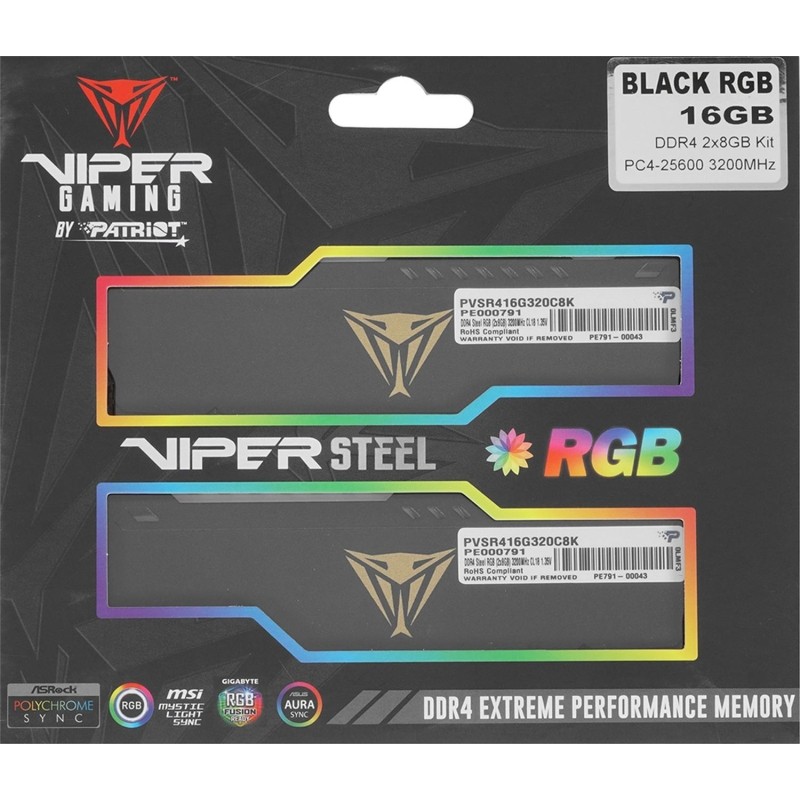 Модуль памяти Patriot Viper DDR4 DIMM 2x8Gb 3200MHz CL18(PVSR416G320C8K)