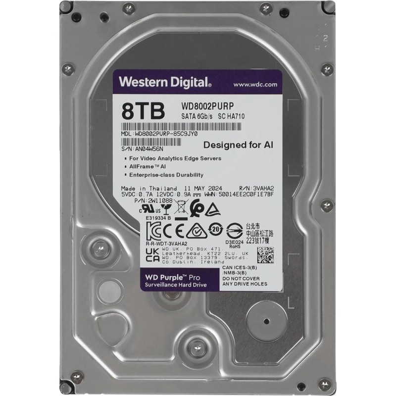 Жесткий диск Western Digital Purple 8TB, SATA, 7200rpm, 256MB(WD8002PURP)