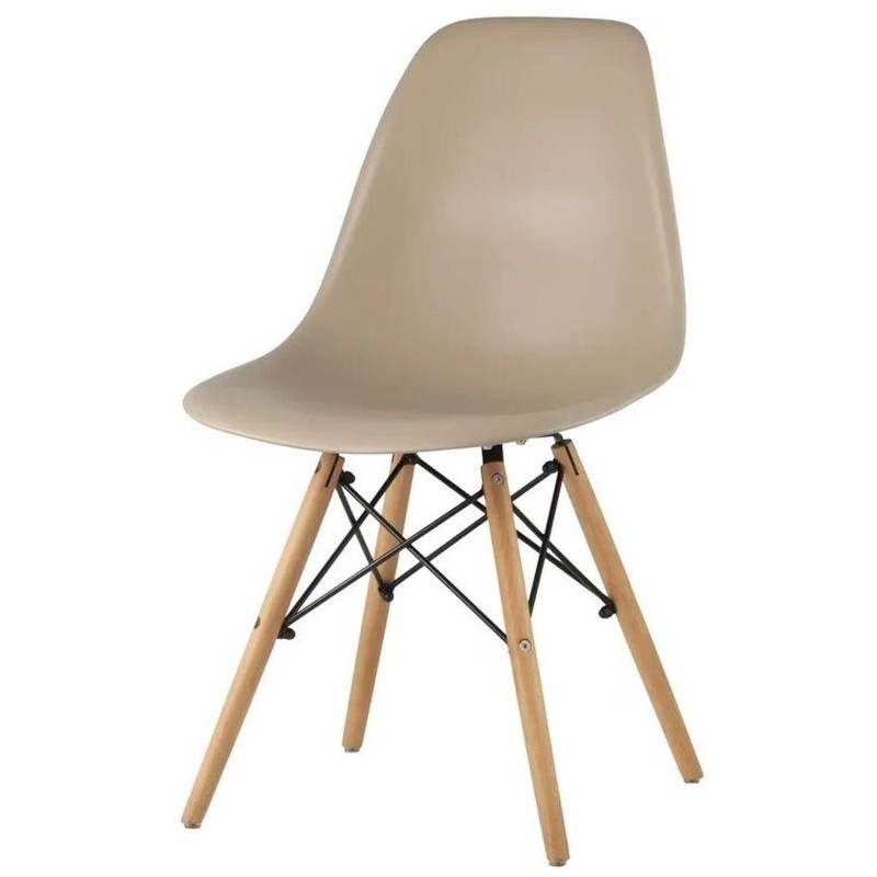 Стул для столовых SG_Eames PP бежевый, деревянные ножки