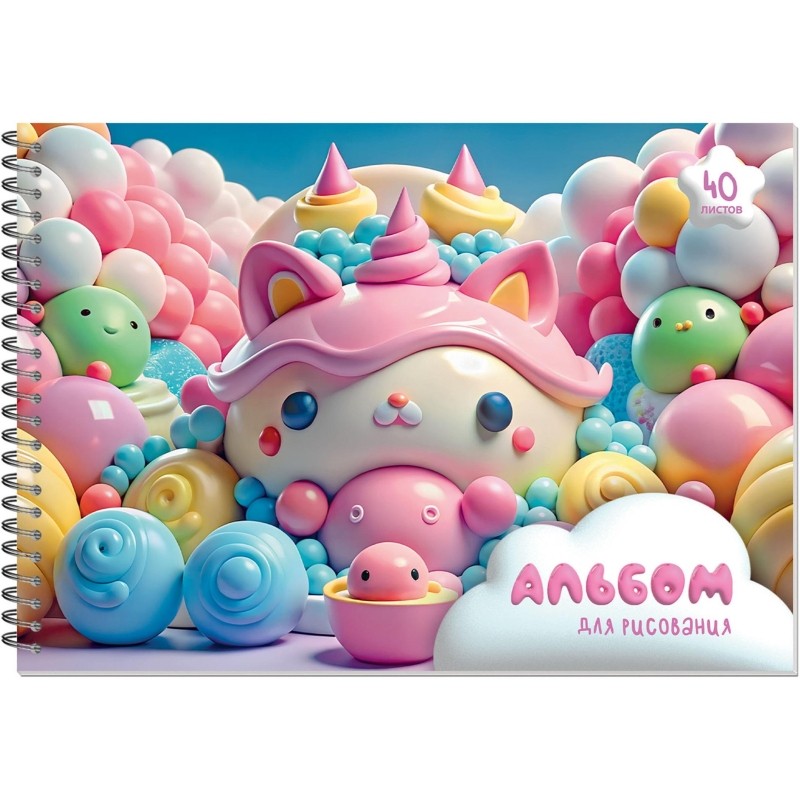 Альбом для рисования Комус Класс Sweet,А4,40л,спираль,в асс,2шт/уп