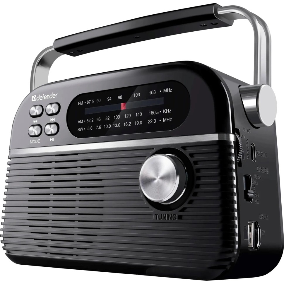 Радиоприемник Defender Vega 5Вт FM/AM/SW/BT/USB/TF/1200мАч