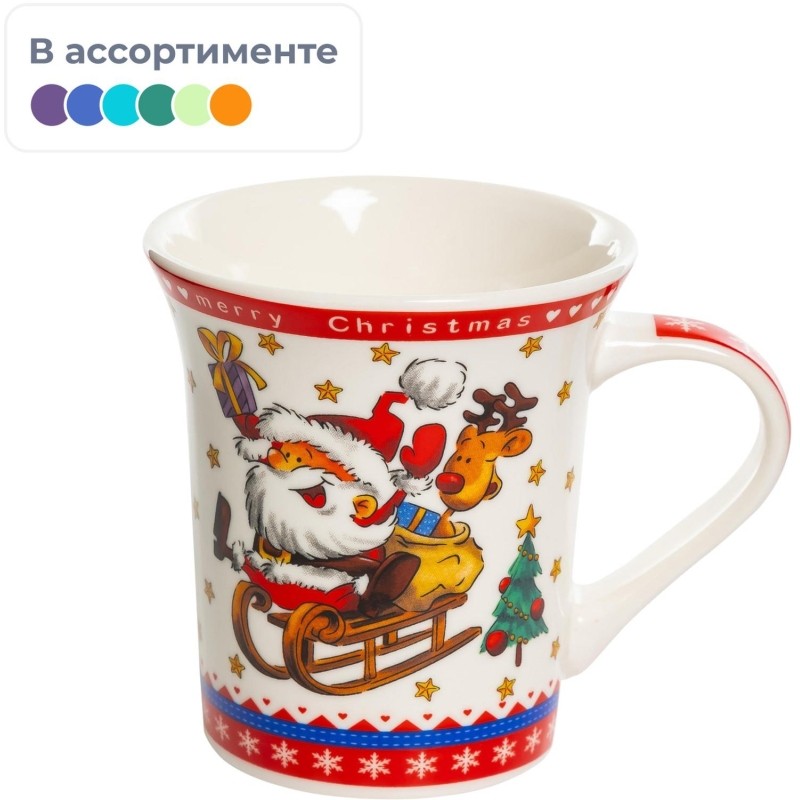 Кружка Желаю счастью 310 мл 4 цв НГ, 223-08024