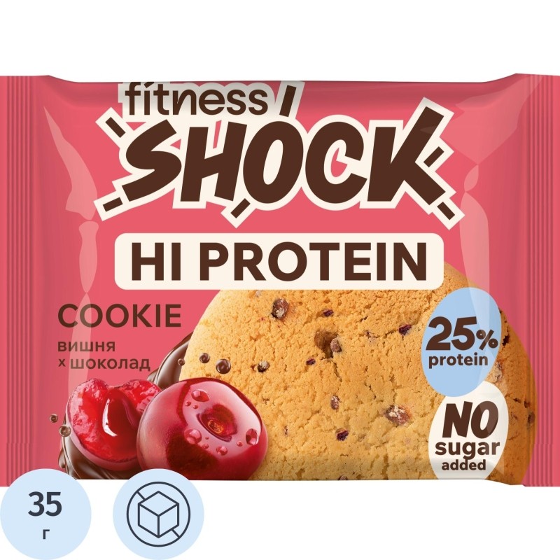 Печенье протеиновое FitnessSHOCK вишня-шоколад, 35г