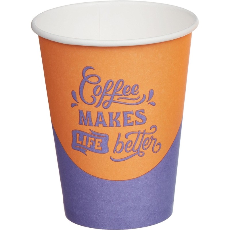 Стакан одноразовый бум. 350мл d-90мм Coffee makes (MIX 4 диз) 60 шт/уп