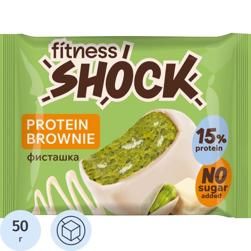 Печенье FitnessSHOCK Брауни белый шоколад и фисташка, 50г