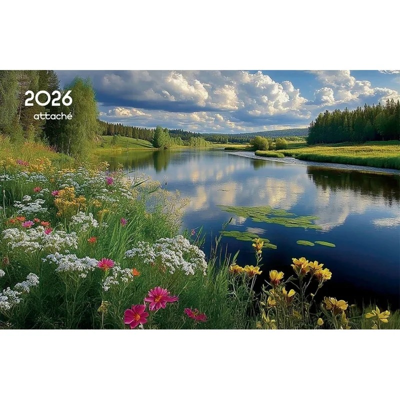 Календарь настенный 3-х блочный 2026 Трио Стандарт, 305х675, Река, 80г/м2