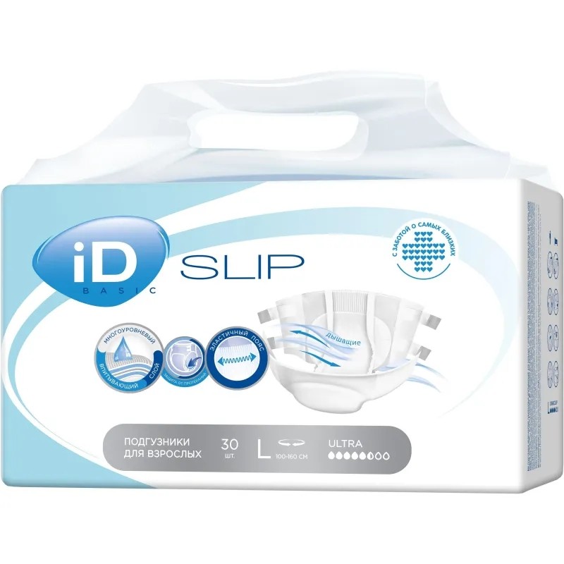 Подгузники для взрослых (L) Large iD Slip Basic 30шт/уп