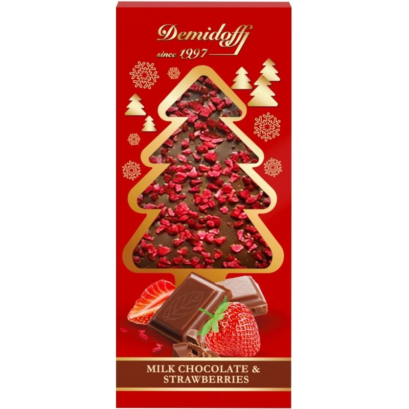 Шоколад ЕЛОЧКА молочный с добавлением кусочков сушеной клубники 80г