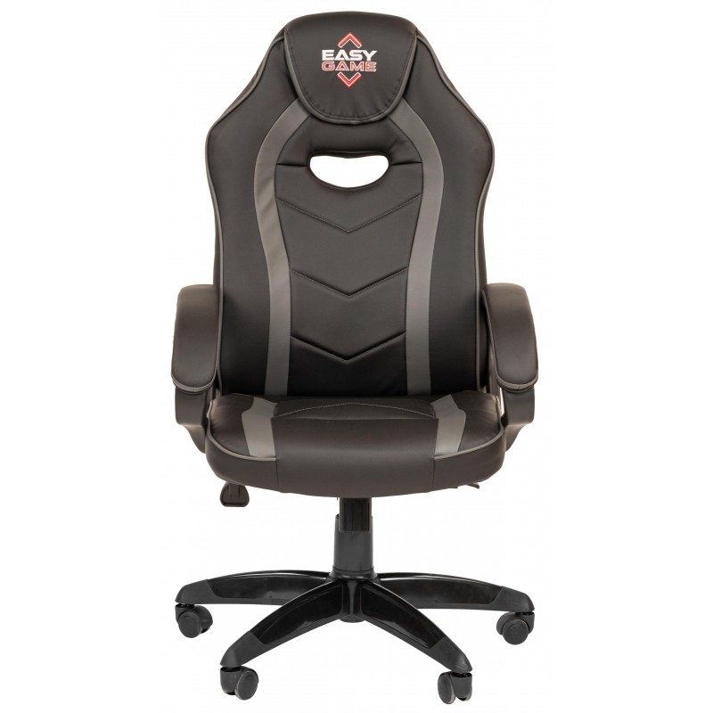 Кресло VT_EChair Easy Game-687 TPU кожзам черный/серый пластик