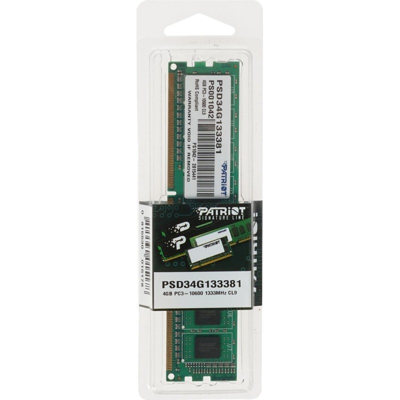 Модуль памяти Patriot DDR3 DIMM 4Gb 1333MHz CL9(PSD34G133381)