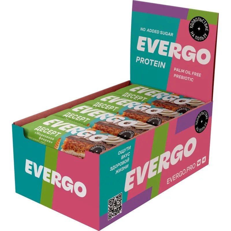 Пирожное Морковная феерия EVERGO протеин глазир с начин 50гx12шт/уп (600г)
