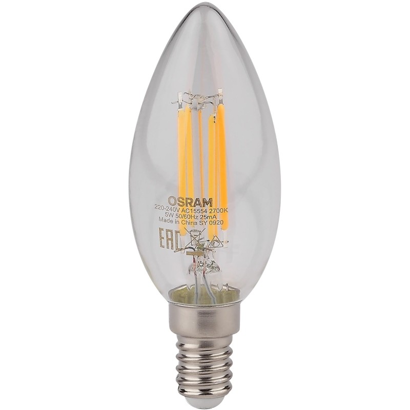 Лампа светодиодная OSRAM LSCLB60D 5W/827 230V FIL E14 FS1(230354)