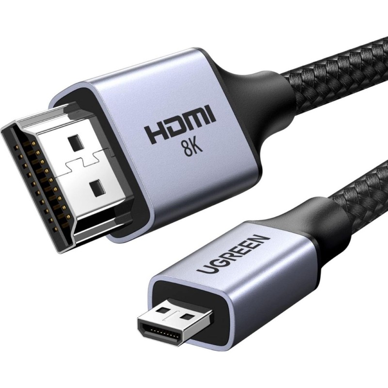 Кабель UGREEN HD164 (15517) Micro HDMI to HDMI 8K Cable. 2м.  серый космос