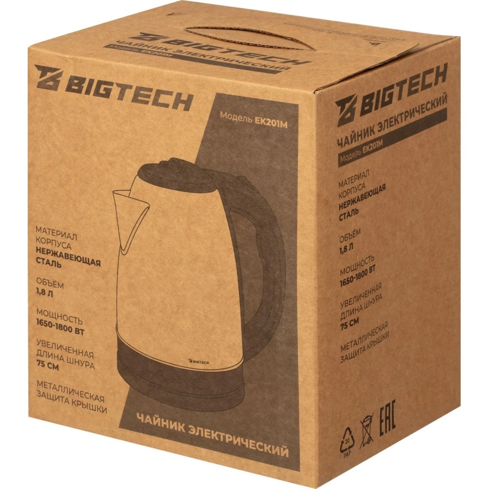 Чайник BigTech EK201M, 1,8л металл Чайник BigTech EK201M, 1,8л металл