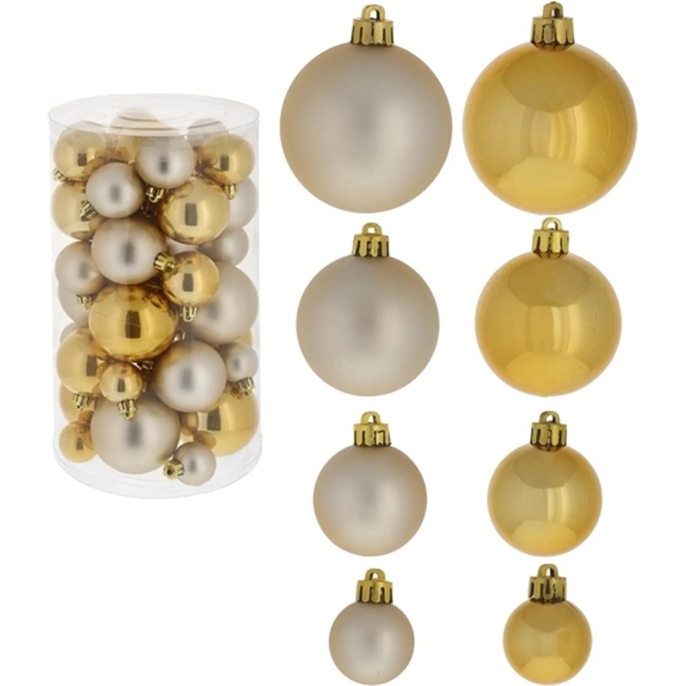 Набор шаров Украшение НГ D3/4/5/6см, L14 W14 H26см 40шт 722961