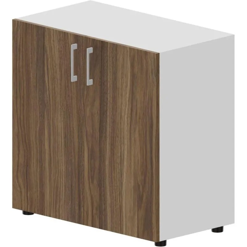 Шкаф Strike/Arena/Polo низкий закр Г44, ручки алюм Белый/Орех OMLS762BLWN