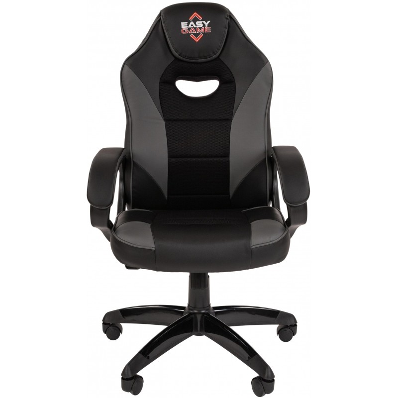 Кресло VT_EChair Easy Game-690 TPU кожзам черный/серый пластик
