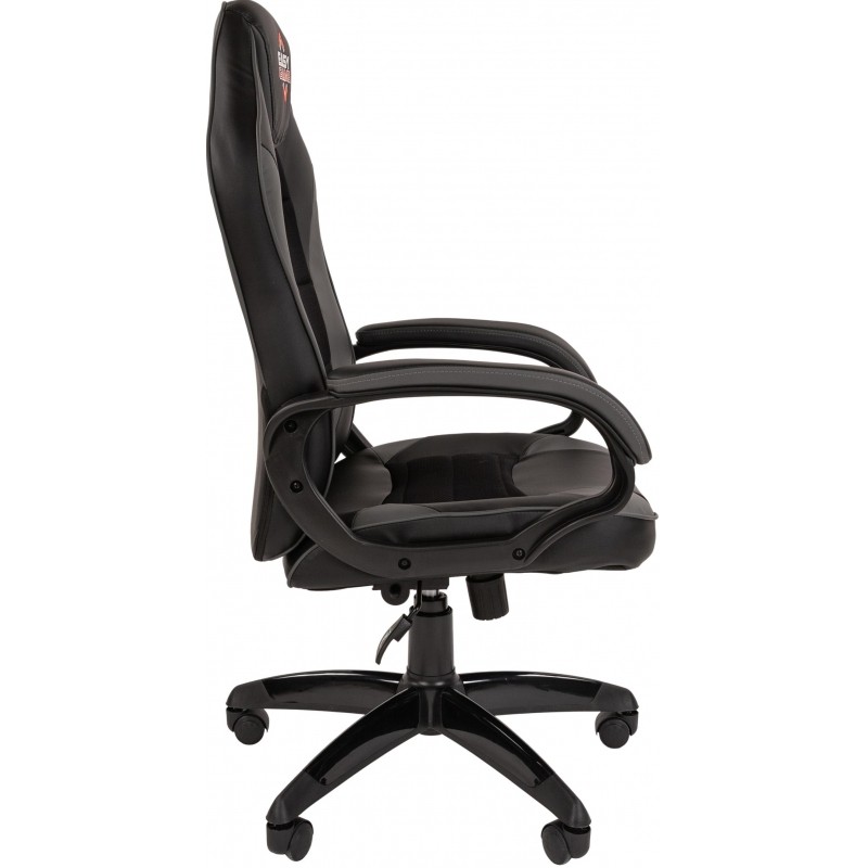 Кресло VT_EChair Easy Game-690 TPU кожзам черный/серый пластик