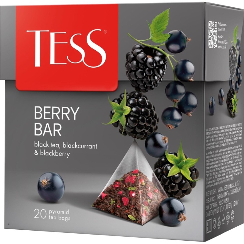 Чай Tess Berry Bar черный с добавками, 1,8гх20пир 0785-12