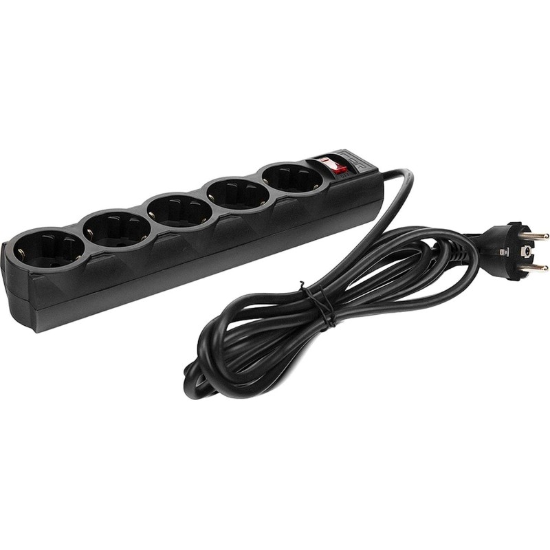 Сетевой фильтр CBR CSF 2505-5.0 Black PC, 5р/5м, цвет черный (пакет)