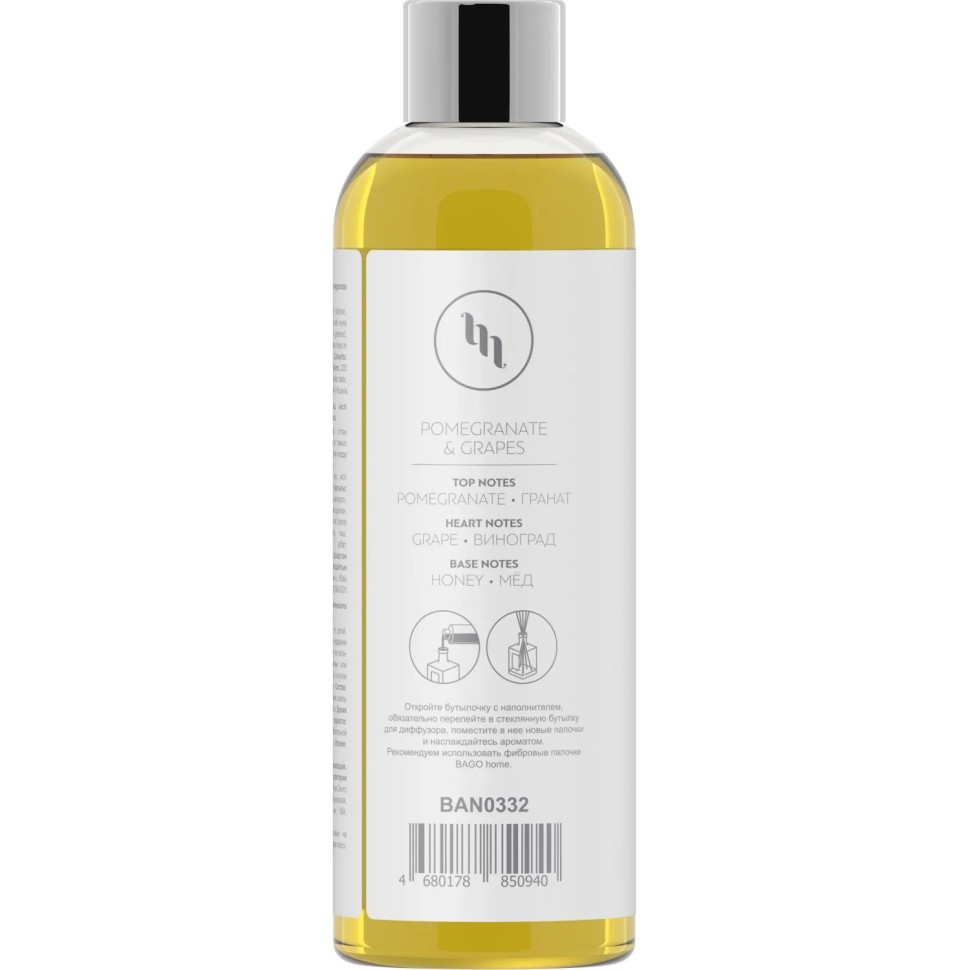 Наполнитель для аромат.диффуз Гранат и виноград 200мл, BAN0332