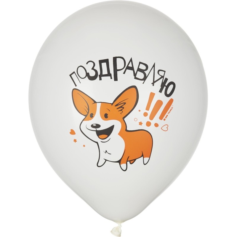 Набор шаров WHITE&amp;ORANGE Корги СДР 5шт/уп в ассортимен M 12/30см 6073138