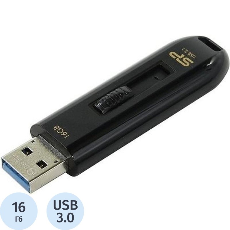 Флеш-память Silicon Power Blaze B21 16Gb/USB 3.1/Черный (SP016GbUF3B21V1K)
