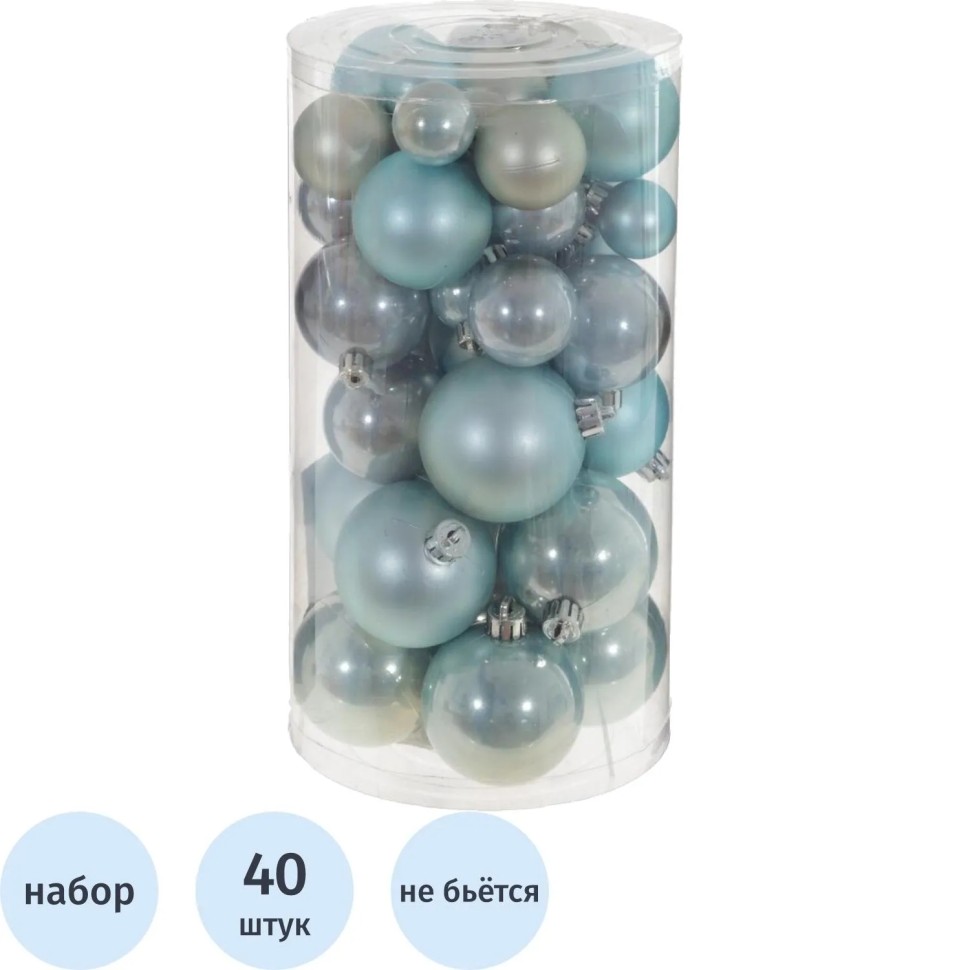 Набор шаров Украшение НГ D3/4/5/6см,L14 W14 H26см 40шт 722960