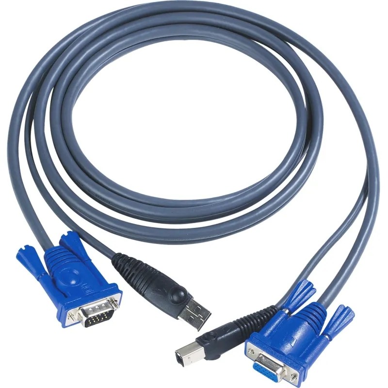 Кабель ATEN KVM U(Kл+мышь)(M)+HDB15(F)PS/2(Kл+мышь)(M)+HDB15(M)3м(2L-5003U)