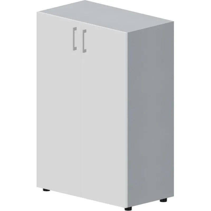 Шкаф INS средний закрытый, ручки - алюминий Титан/Белый OMMS562TIBL