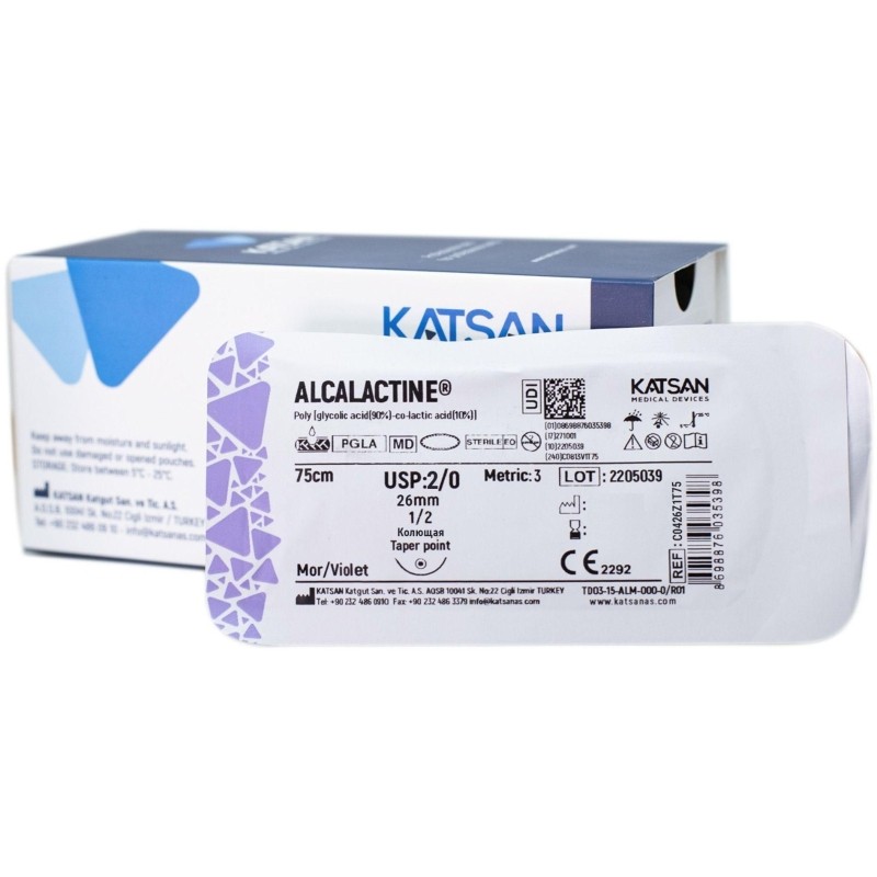 Шовный материал ALCALACTINE 2/0  26  1/2 TAPER POINT кол. 75 см уп/12 шт