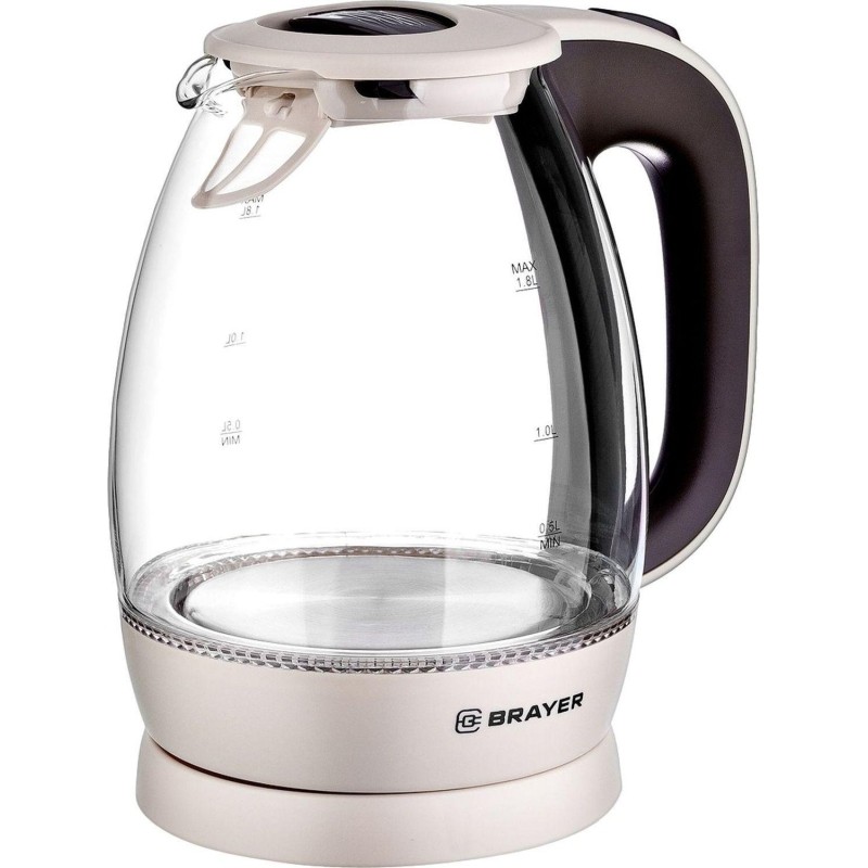 Чайник электрический BRAYER BR1045BN, 2200 Вт, 1,8 л, высококач. Стекло