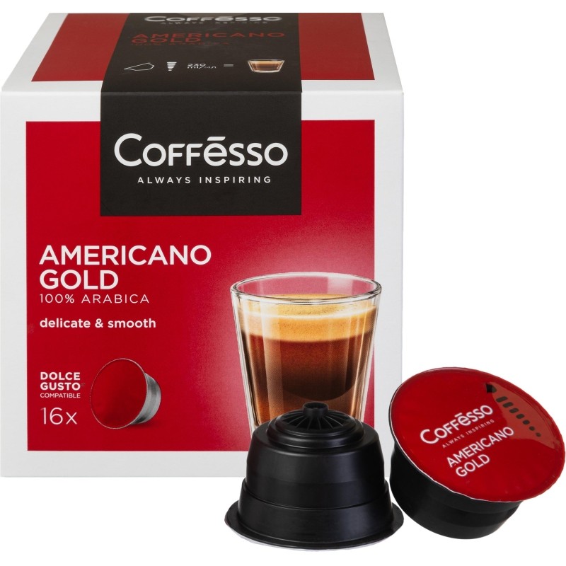 Кофе в капсулах Coffesso Americano Gold dolche gusto 16 шт/уп