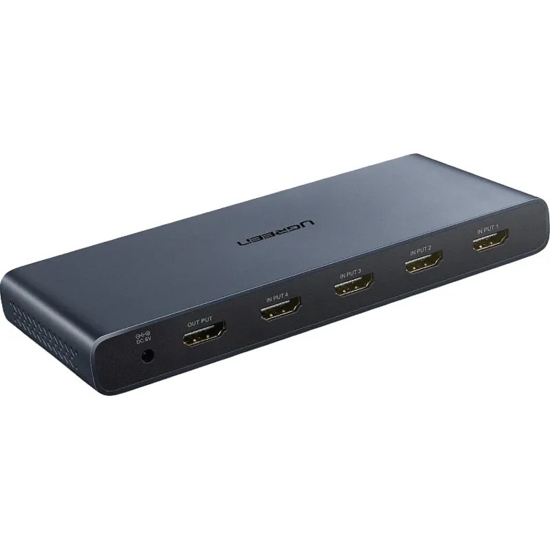 Переключатель UGREEN CM201 (50745EU)HDMI 4x1 +5V 1A pow.ad.x1 EU черный