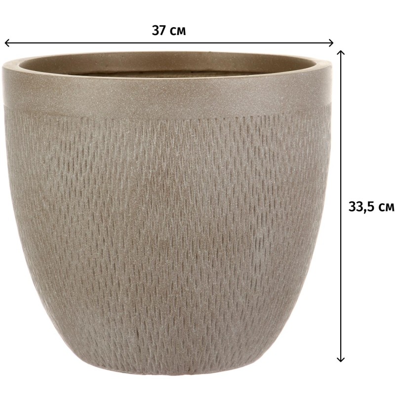 Кашпо Лотус Круглое, файберстоун, серо-корич, D37 H33.5cm арт.MESHR37-T