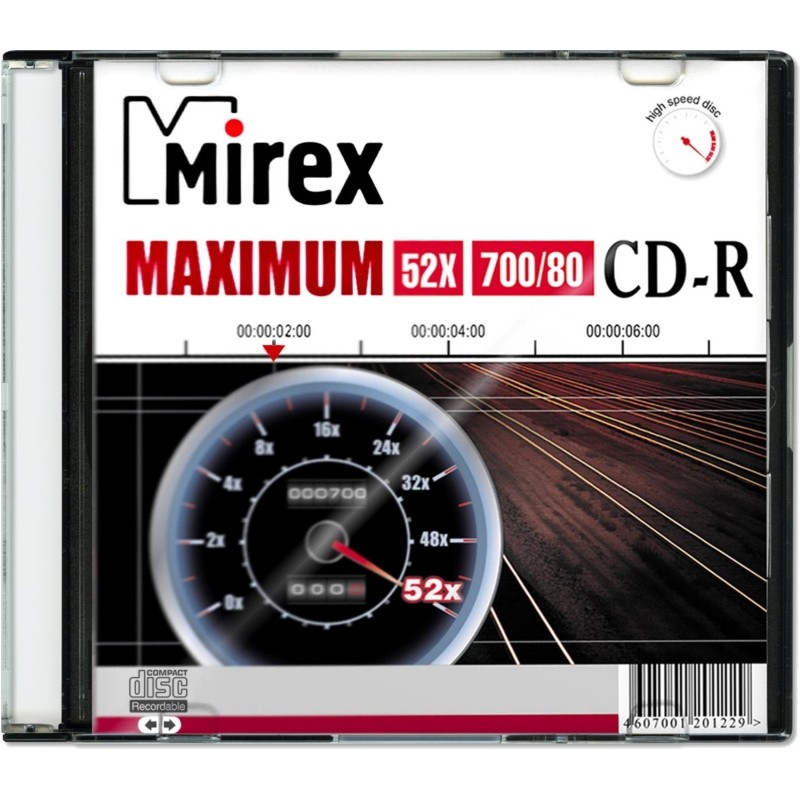 Носители информации CD-R, 52x, Mirex Maximum, Slim/1, UL120052A8S