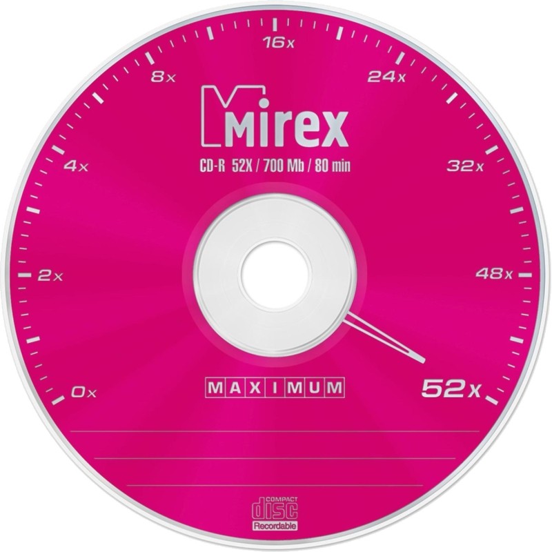 Носители информации CD-R, 52x, Mirex Maximum, Slim/1, UL120052A8S