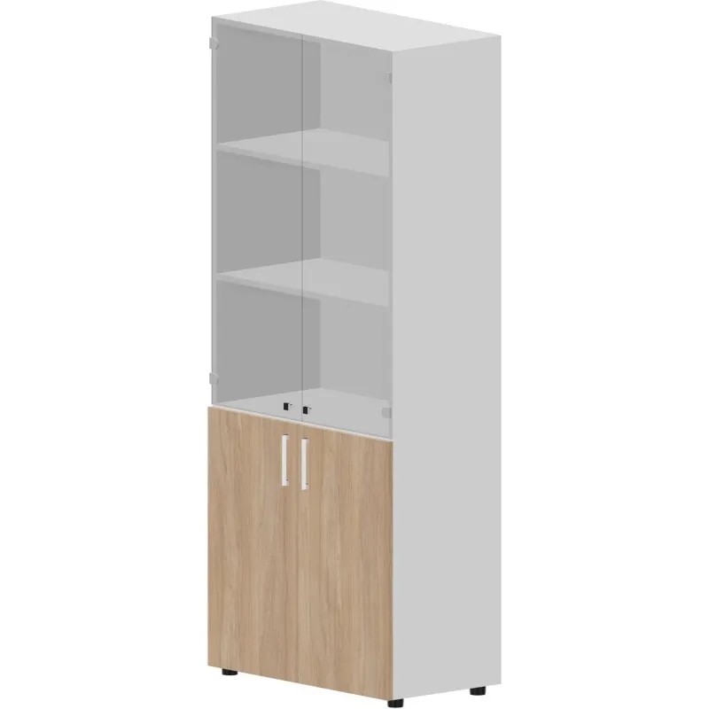 Шкаф Artwood для документов 80х44х195,2ст.тон.дв Белый/Дуб св EMHS834TNBLOW