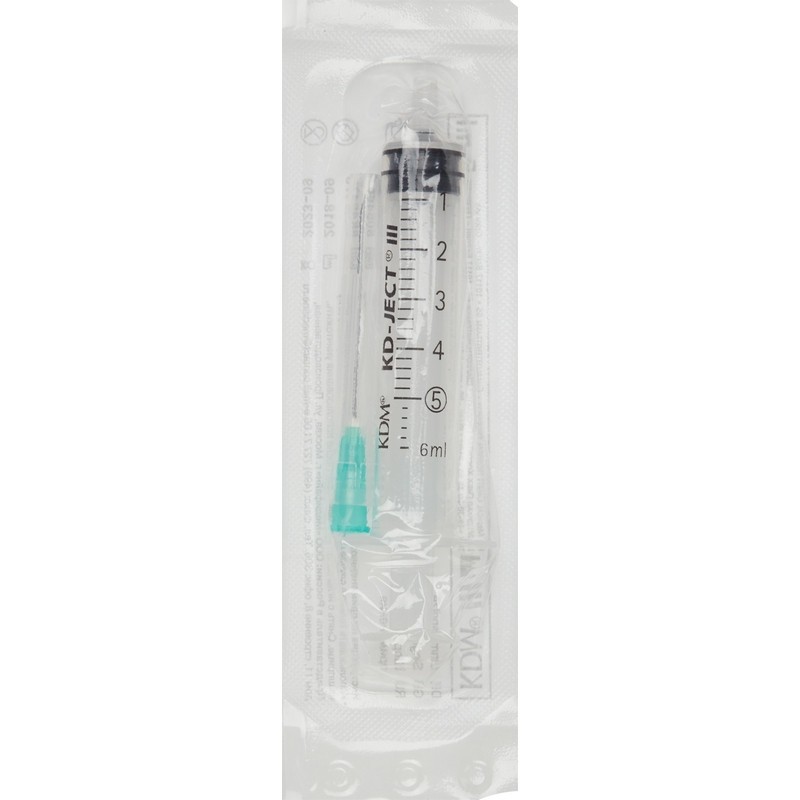 Шприц 3-комп. однораз. 5мл LS 21G(0,8x40) прил. 100шт/уп KD-Ject III