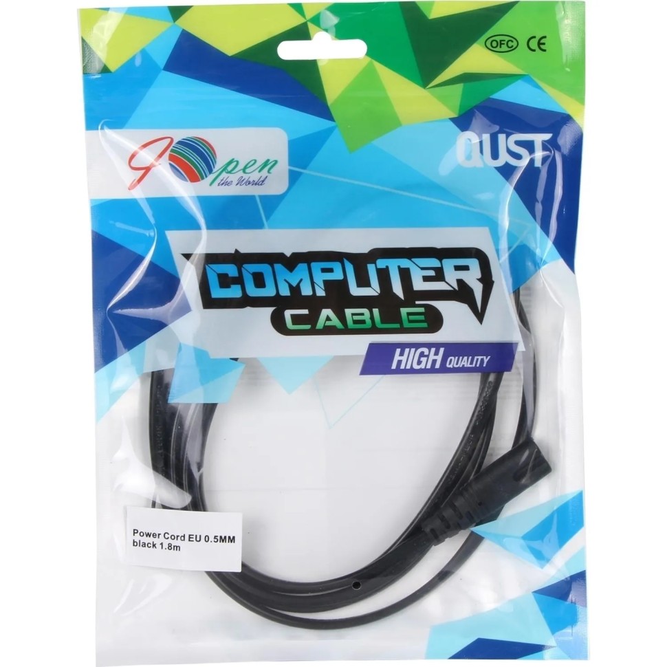 Кабель для аудио-видео IEC-320-C7, 2-pin 1,8m ,черный, iOpen<ACE023-1.8M Кабель для аудио-видео IEC-320-C7, 2-pin 1,8m ,черный, iOpen<ACE023-1.8M