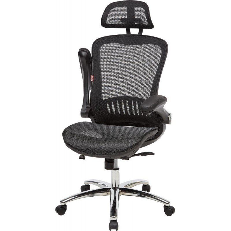 Кресло S_BN_Hg_EChair-552 TTW Net сетка черная, хром