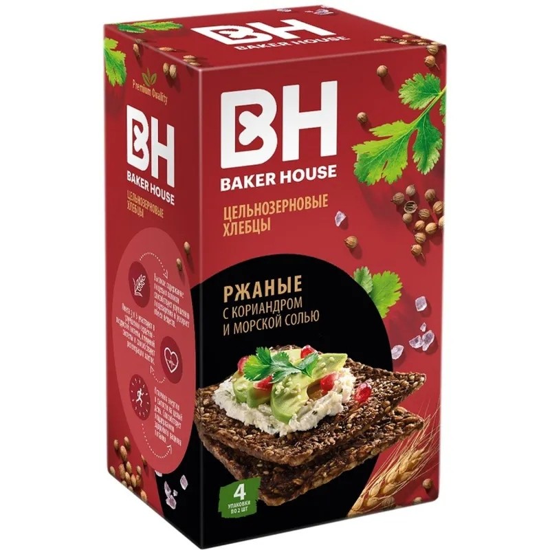 Хлебцы Скандинавские Baker House цельнозерновые ржаные, 180гр
