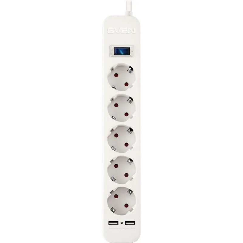 Сетевой фильтр Sven SF-05LU на 5 розеток + 2 USB 1.8 метра (SV-017392)
