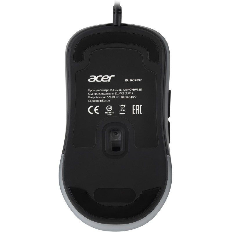 Мышь компьютерная Acer OMW135 черный (800-6400dpi) USB (7кн) (ZL.MCEEE.019)