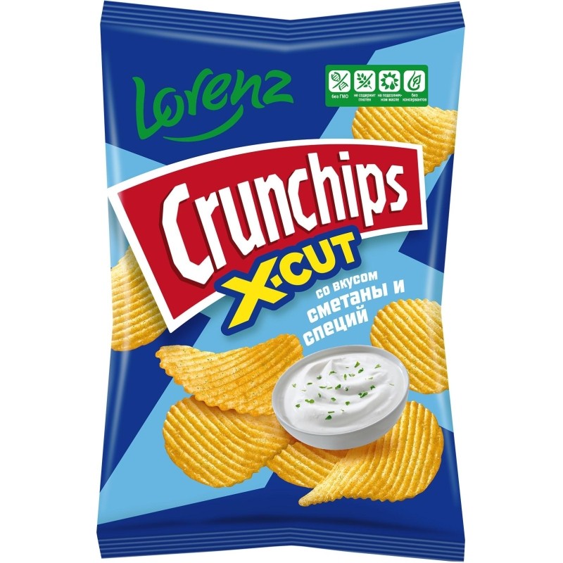 Чипсы картофельные рифленые Lorenz Crunchips X-Cut со вкус смет и спец 130г