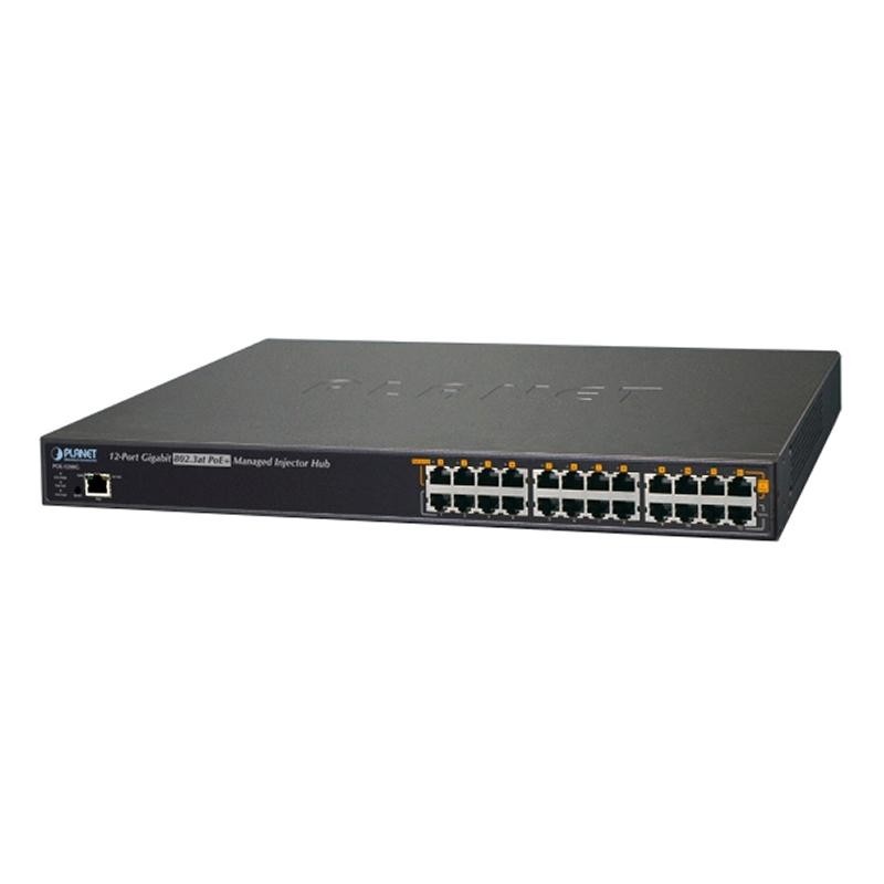 Инжектор Planet 12-Port 802.3at Managed Gb PoE, 200W (POE-1200G)