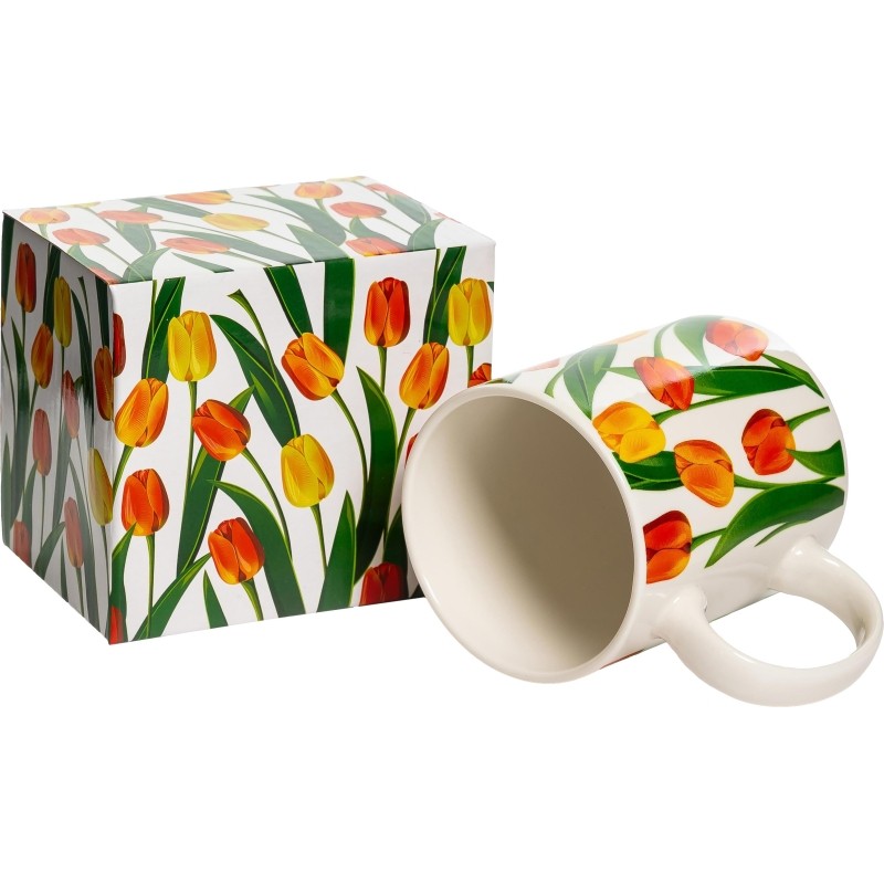 Кружка 350мл Тюльпаны, NEW BONE CHINA, подар.уп, 135-08029