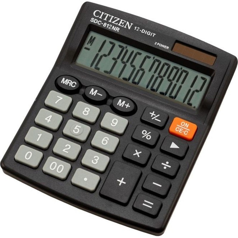 Калькулятор настольный Citizen SDC-812NR 12-разрядный черный 124x102x25 мм