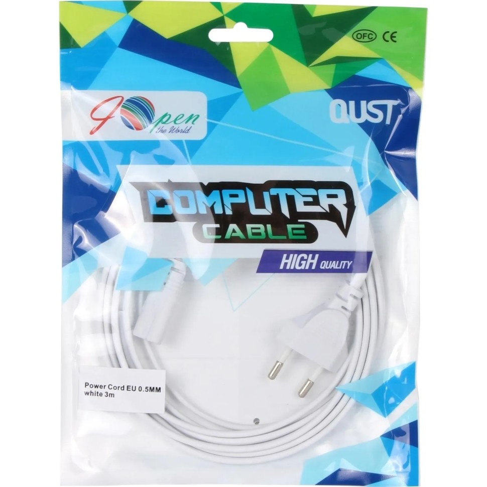 Кабель для аудио-видео IEC-320-C7, 2-pin 3m ,белый, iOpen<ACE023-W-3.0M Кабель для аудио-видео IEC-320-C7, 2-pin 3m ,белый, iOpen<ACE023-W-3.0M